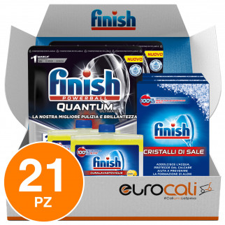 Finish Powerball Quantum Ultimate + Finish Cristalli di Sale + Finish Curalavastoviglie al Limone -