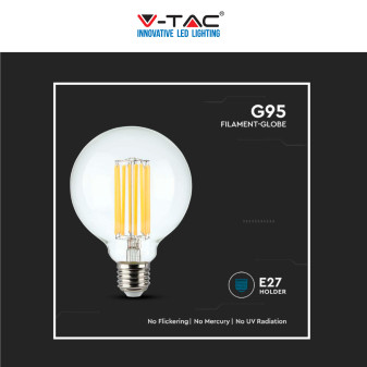 V-Tac VT-1993 Lampadina LED E27 6W Bulb G95 Globo Filament