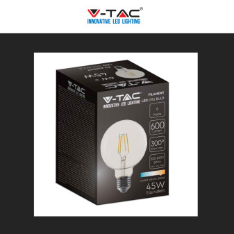 V-Tac VT-1993 Lampadina LED E27 6W Bulb G95 Globo Filament