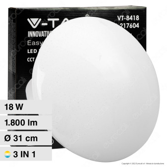 V-Tac Gallery VT-8418 Plafoniera LED Rotonda 18W SMD Changing