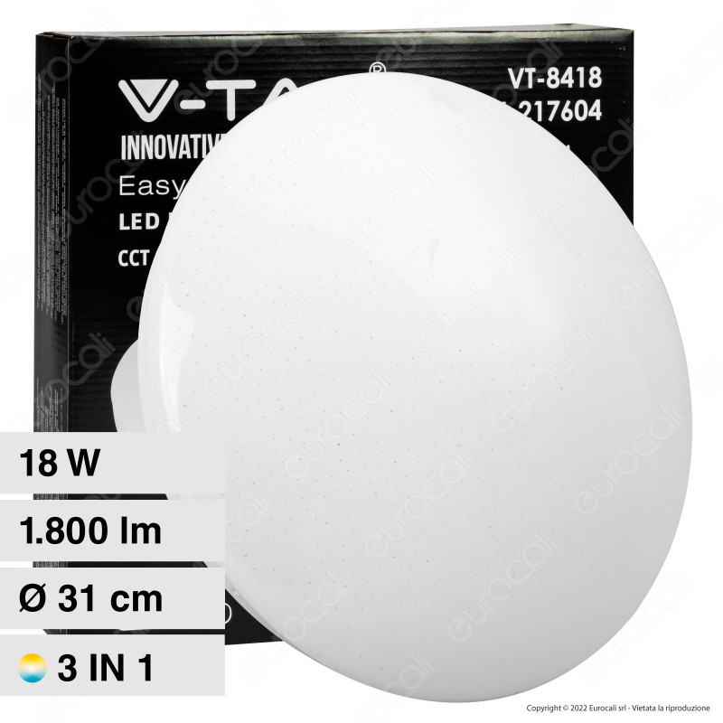 V-Tac Gallery VT-8418 Plafoniera LED Rotonda 18W SMD Changing