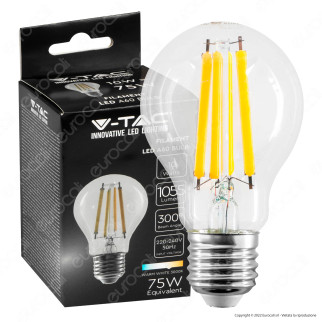 V-Tac VT-1981 Lampadina LED E27 10W Bulb A60 Goccia Filamento
