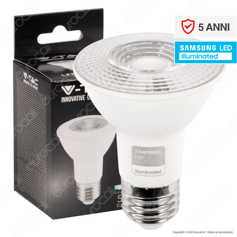 V-Tac VT-220 Lampadina LED E27 PAR Lamp 5.8W PAR20 Chip Samsung