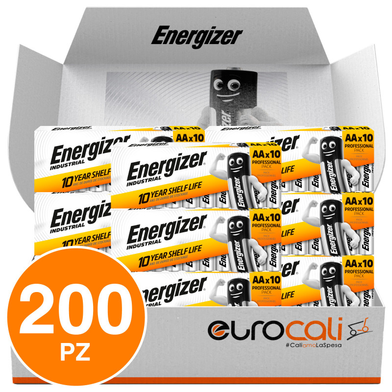 Energizer Industrial Pile Alcaline Professionali da 1.5V LR6 Stilo AA Mignon a Lunga Durata - 20
