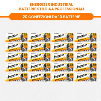 Energizer Industrial Pile Alcaline Professionali da 1.5V LR6 Stilo AA Mignon a Lunga Durata - 20