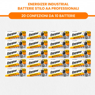 Energizer Industrial Pile Alcaline Professionali da 1.5V LR6 Stilo AA Mignon a Lunga Durata - 20