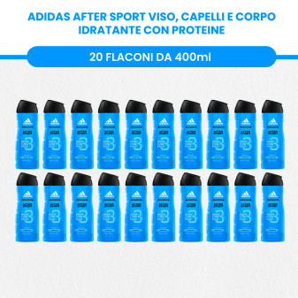 Adidas Shower Gel Bagnoschiuma 3in1 Corpo Capelli Viso After Sport Hydrating + Active Start