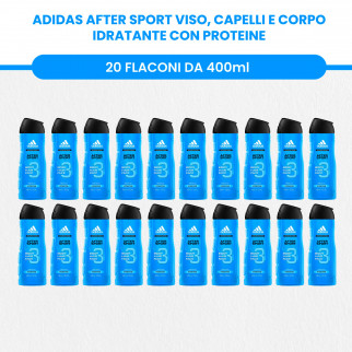 Adidas Shower Gel Bagnoschiuma 3in1 Corpo Capelli Viso After Sport Hydrating + Active Start