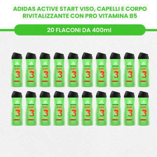 Adidas Shower Gel Bagnoschiuma 3in1 Corpo Capelli Viso After Sport Hydrating + Active Start