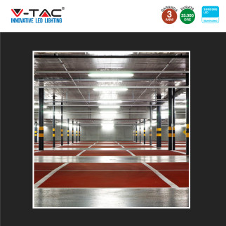 V-Tac VT-150148E Tubo LED Plafoniera 48W Lampadina Chip Samsung IP65 150cm con Batteria di