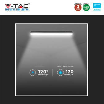 V-Tac VT-150148E Tubo LED Plafoniera 48W Lampadina Chip Samsung IP65 150cm con Batteria di