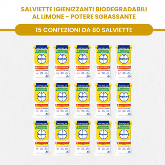 Napisan Salviette Igienizzanti Biodegradabili Extra Forti Sgrassanti Limone + Formula 0% Senza