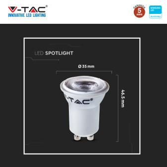 V-Tac VT-232 Lampadina LED GU10 2W Faretto Spotlight MR11 SMD
