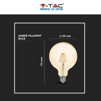 V-Tac VT-2153 Lampadina LED E27 12W Bulb G125 Globo Filament