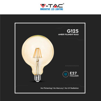 V-Tac VT-2153 Lampadina LED E27 12W Bulb G125 Globo Filament