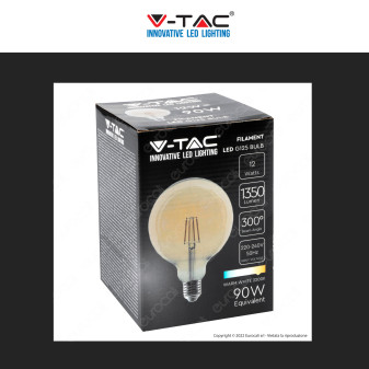 V-Tac VT-2153 Lampadina LED E27 12W Bulb G125 Globo Filament