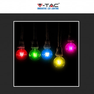 V-Tac VT-2132 Lampadina LED E27 2W Bulb G45 MiniGlobo Filament Vetro Colorato - SKU 217410 / 217411