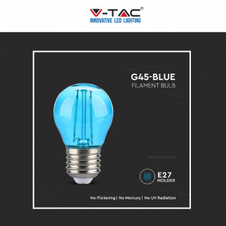 V-Tac VT-2132 Lampadina LED E27 2W Bulb G45 MiniGlobo Filament Vetro Colorato - SKU 217410 / 217411