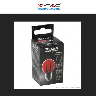 V-Tac VT-2132 Lampadina LED E27 2W Bulb G45 MiniGlobo Filament Vetro Colorato - SKU 217410 / 217411