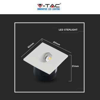 V-Tac VT-1109SQ Punto Luce LED COB 3W Segnapasso Quadrato da