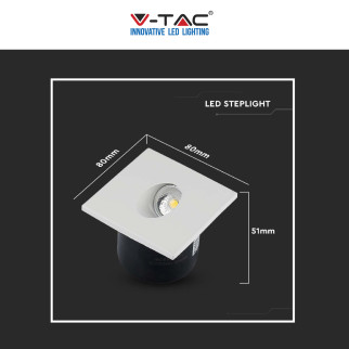 V-Tac VT-1109SQ Punto Luce LED COB 3W Segnapasso Quadrato da