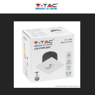 V-Tac VT-1109SQ Punto Luce LED COB 3W Segnapasso Quadrato da
