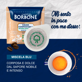 50 Cialde Compostabili Caffè Borbone Miscela Blu Incarto Riciclabile