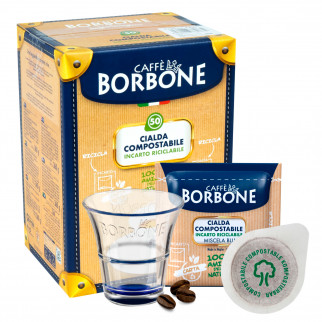 50 Cialde Compostabili Caffè Borbone Miscela Blu Incarto Riciclabile