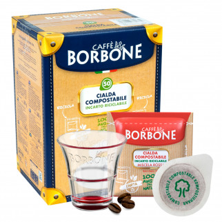 50 Cialde Compostabili Caffè Borbone Miscela Rossa Incarto Riciclabile