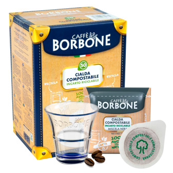 50 Cialde Compostabili Caffè Borbone Miscela Nera Incarto Riciclabile