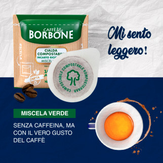 50 Cialde Compostabili Caffè Borbone Miscela Verde Dek Decaffeinato