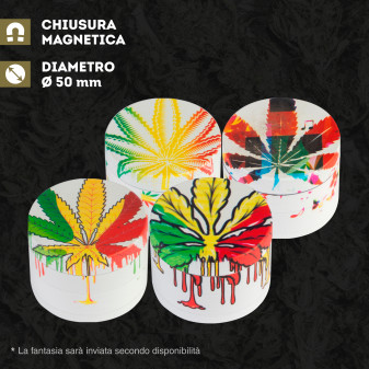 Champ High Grinder Tritatabacco 4 Parti in Metallo White Leaf Colore Bianco