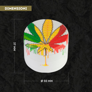 Champ High Grinder Tritatabacco 4 Parti in Metallo White Leaf Colore Bianco