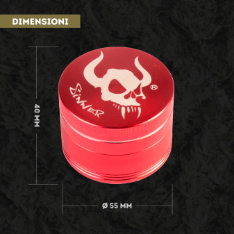 Grinder Tritatabacco 4 Parti in Metallo Sinner Colore Rosso