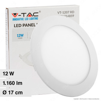 V-Tac VT-1207-RD Pannello LED Rotondo 12W SMD da Incasso con