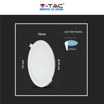 V-Tac VT-1207-RD Pannello LED Rotondo 12W SMD da Incasso con