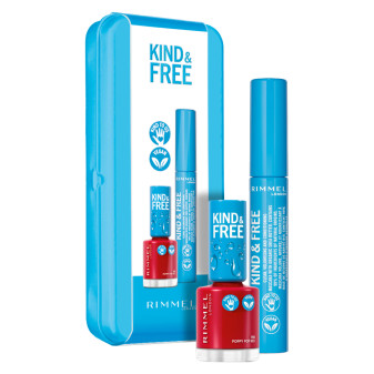 Rimmel London Kind&Free Custodia in Latta con Mascara Volumizzante Vegan 01 Black e Smalto 156