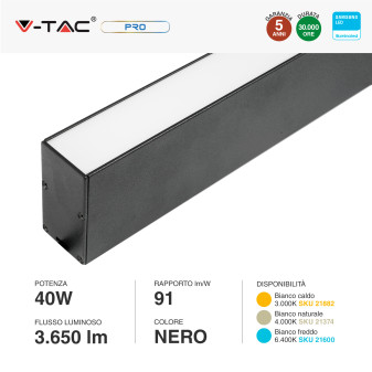 V-Tac Pro VT-7-40 Lampada LED a Sospensione 40W SMD Linear