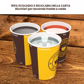 Bicchieri in Carta Riciclabile Colore Giallo e Marrone da 240ml - Confezione da 50 Bicchieri
