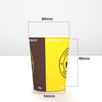 Bicchieri in Carta Riciclabile Colore Giallo e Marrone da 240ml - Confezione da 50 Bicchieri