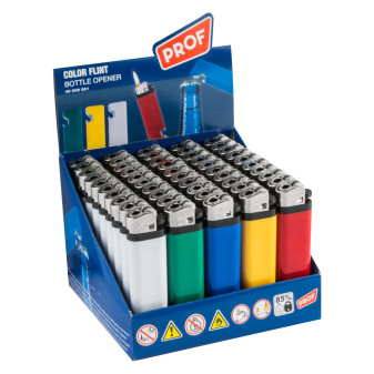 Prof Accendini Elettronici Color Flint Bottle Opener a Tinta Unita con Cavatappi Apribottiglia -
