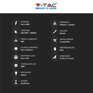 V-Tac Gallery VT-8402 Plafoniera LED Rotonda 20W/40W SMD