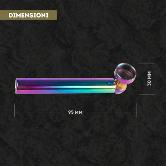 Champ High Pipa a Tubo in Metallo Colore Rainbow + Grinder Tritatabacco 2 Parti in Metallo Colore