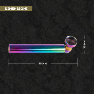 Champ High Pipa a Tubo in Metallo Colore Rainbow + Grinder Tritatabacco 2 Parti in Metallo Colore