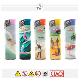 Ciao Accendini Elettronici Large Fantasia Big Wave - Serie da 5 Accendini