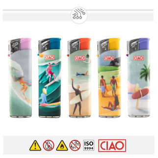 Ciao Accendini Elettronici Large Fantasia Big Wave - Serie da 5 Accendini