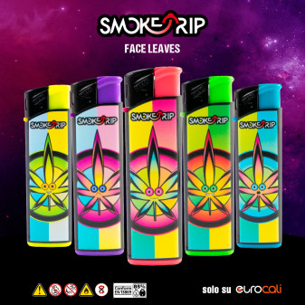 SmokeTrip Large Accendini Elettronici Grandi Fantasia Face Leaves - Serie da 5 Accendini