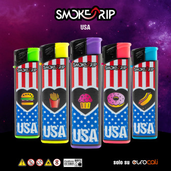 SmokeTrip Large Accendini Elettronici Grandi Fantasia USA - Serie da 5 Accendini
