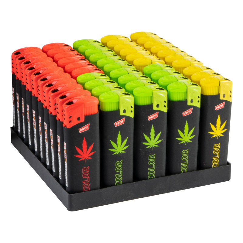 Prof Accendini Elettronici Turbo Antivento Fantasia Rubber Leaves Colorflame - Box da 50 Accendini