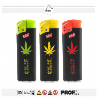 Prof Accendini Elettronici Turbo Antivento Fantasia Rubber Leaves Colorflame - Serie da 5 Accendini